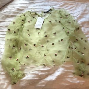 Embroidered Organza Top